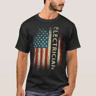 Patriotic Electrician Gifts American USA Flag T-Shirt