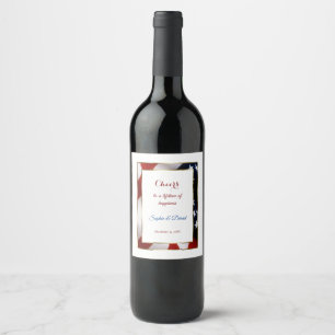 Patriotic, Elegant USA Flag Gold Frame Wedding Wine Label