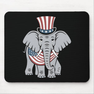 Patriotic Elephant 4th Of July Usa Independence Da Mouse Pad