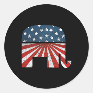 Patriotic Elephant American Flag Usa Republican Pa Classic Round Sticker
