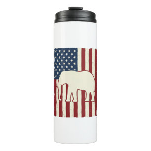 Patriotic Elephant Flag Vintage Vector Design_1 Thermal Tumbler