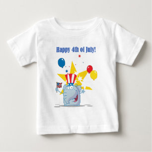 Patriotic Elephant Waving An American Flag Baby T-Shirt