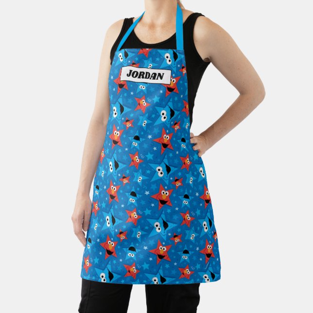 Patriotic Elmo and Cookie Monster Pattern Apron (Insitu)