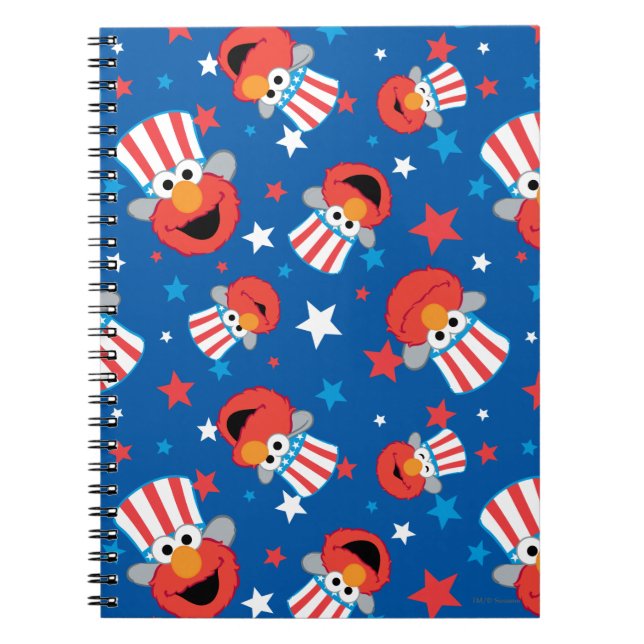 Patriotic Elmo Pattern Spiral Notebook (Front)