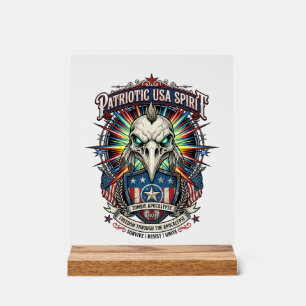 Patriotic End Of Days Eagle Skull Zombie Apocalyps Acrylic Sign