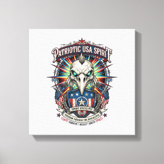Patriotic End Of Days Eagle Skull Zombie Apocalyps Canvas Print