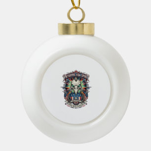 Patriotic End Of Days Eagle Skull Zombie Apocalyps Ceramic Ball Christmas Ornament