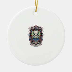 Patriotic End Of Days Eagle Skull Zombie Apocalyps Ceramic Tree Decoration