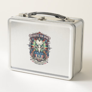 Patriotic End Of Days Eagle Skull Zombie Apocalyps Metal Lunch Box