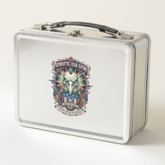 Patriotic End Of Days Eagle Skull Zombie Apocalyps Metal Lunch Box