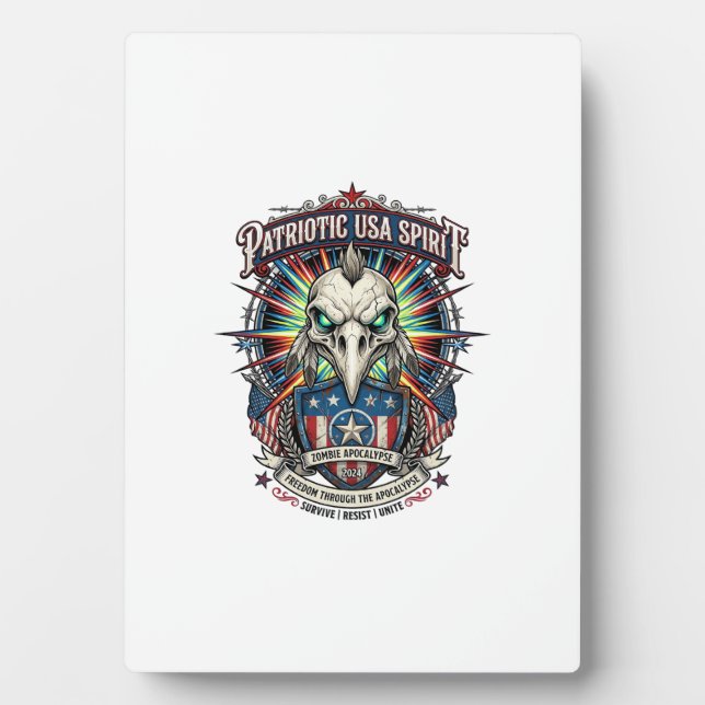 Patriotic End Of Days Eagle Skull Zombie Apocalyps Plaque (Front)