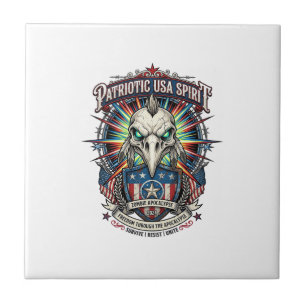 Patriotic End Of Days Eagle Skull Zombie Apocalyps Tile