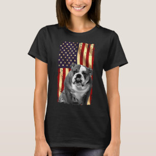 Patriotic English Bulldog American Flag July 4th D T-Shirt