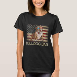 Patriotic English Bulldog Dad Flag American USA Do T-Shirt