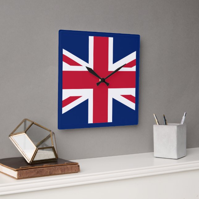 Patriotic English Flag Square Wall Clock (Office)
