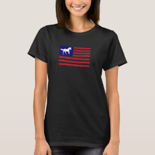 Patriotic Equestrian Style American Flag 4th of Ju T-Shirt