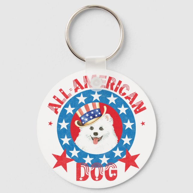 Patriotic Eskie Key Ring (Front)