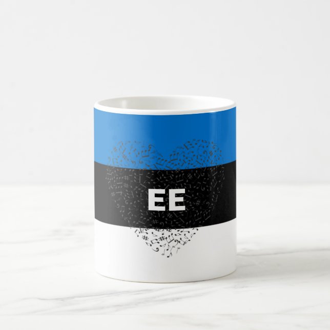 Patriotic Estonia Flag with a musical heart Coffee Mug (Center)