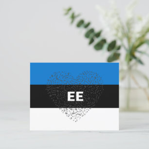 Patriotic Estonia Flag with a musical heart Postcard