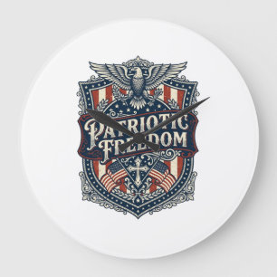Patriotic Faith Family Freedom Vector Graphic Tee Large Clock