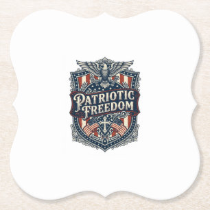Patriotic Faith Family Freedom Vector Graphic Tee Paper Coaster