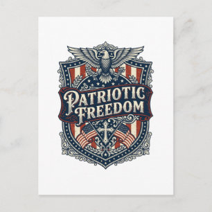 Patriotic Faith Family Freedom Vector Graphic Tee Postcard