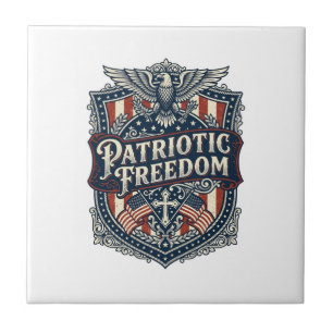 Patriotic Faith Family Freedom Vector Graphic Tee Tile