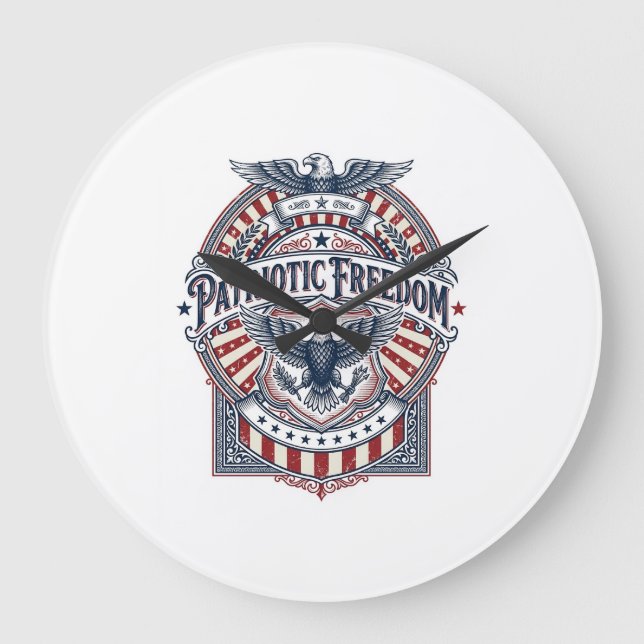Patriotic Faith Over Fear USA Vector Graphic Tee Large Clock (Front)