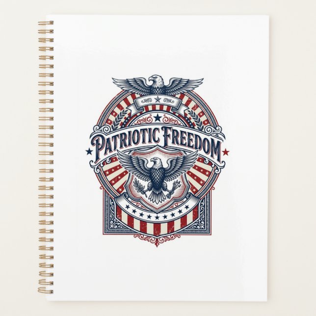 Patriotic Faith Over Fear USA Vector Graphic Tee Planner (Front)