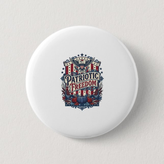 Patriotic Fall Harvest Vector Graphic Tee 6 Cm Round Badge (Front)