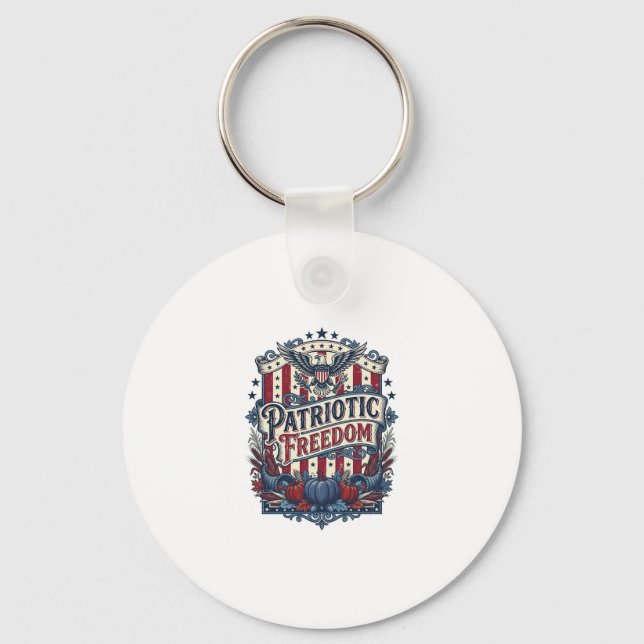 Patriotic Fall Harvest Vector Graphic Tee Key Ring (Front)