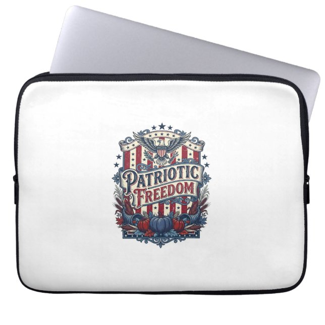Patriotic Fall Harvest Vector Graphic Tee Laptop Sleeve (Front)
