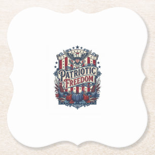 Patriotic Fall Harvest Vector Graphic Tee Paper Coaster