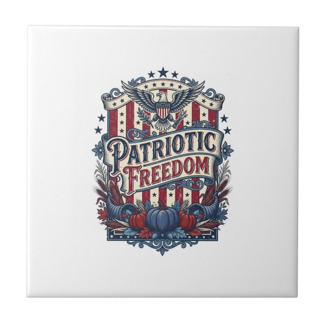 Patriotic Fall Harvest Vector Graphic Tee Tile (Front)