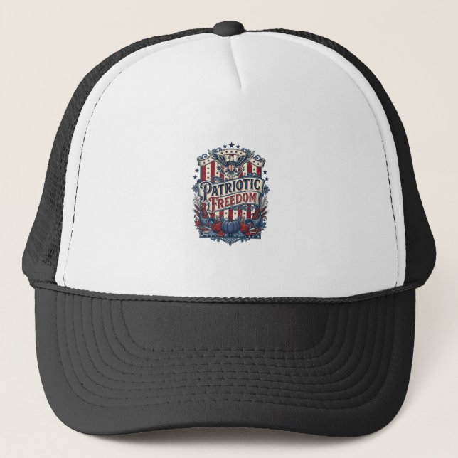 Patriotic Fall Harvest Vector Graphic Tee Trucker Hat (Front)