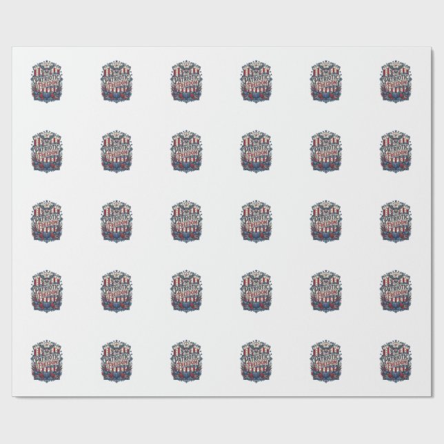 Patriotic Fall Harvest Vector Graphic Tee Wrapping Paper (Flat)