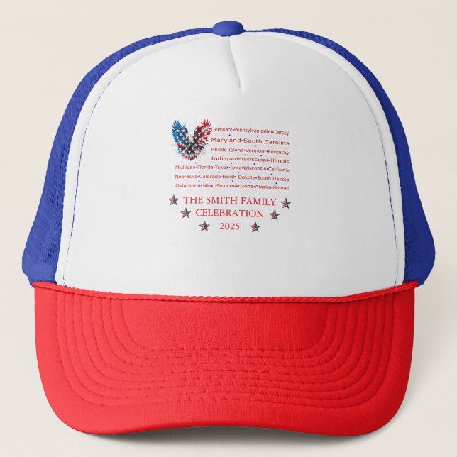 Patriotic Family Hat – Custom Eagle & State Names (Front)