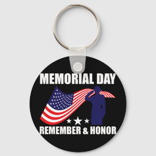 Patriotic family memorial day remember and honour  key ring