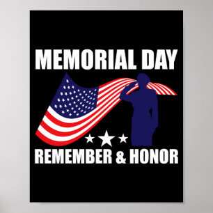 Patriotic family memorial day remember and honour poster