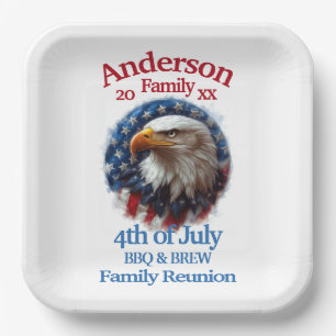 Patriotic Family Reunion – 4th of July BBQ & Brew Paper Plate