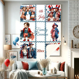 Patriotic Family Reunion 6-Photo Collage 4th July Sherpa Blanket