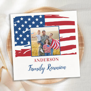 Patriotic Family Reunion Party American Flag Photo Napkin