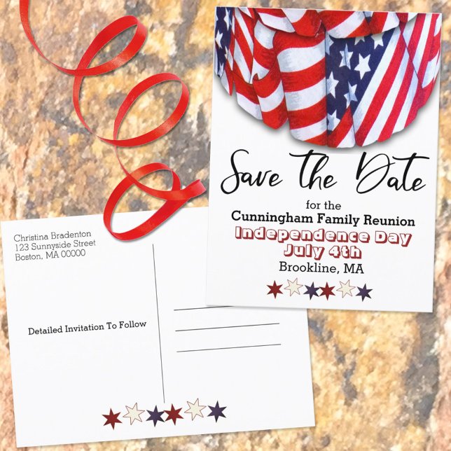 Patriotic Family Reunion Save The Date Announcement Postcard (Creator Uploaded)