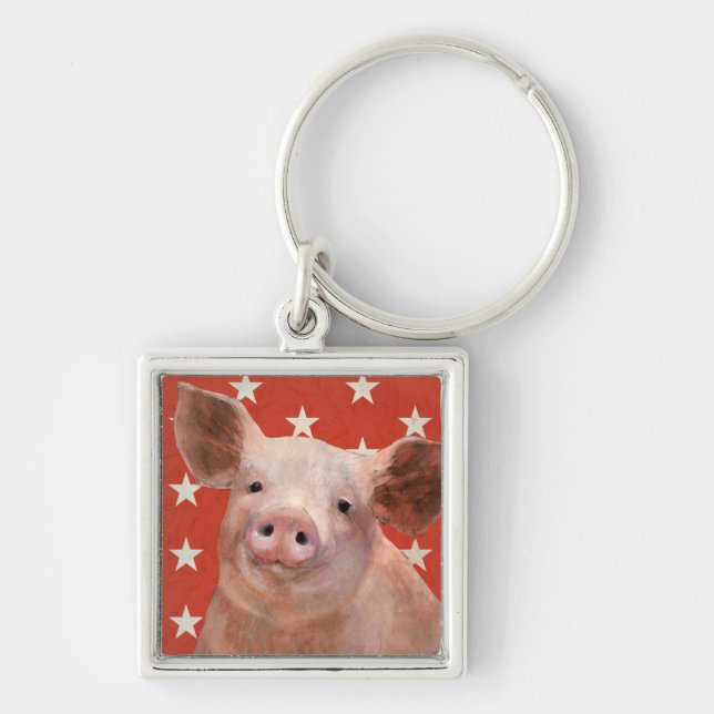 Patriotic Farm - Pig Key Ring (Front)