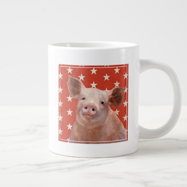 Patriotic Farm - Pig Large Coffee Mug (Right)