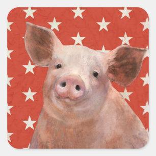 Patriotic Farm - Pig Square Sticker