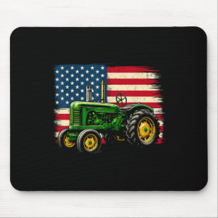 Patriotic Farmer 4th Of July Tractor Usa Flag Mouse Pad
