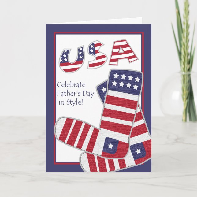 Patriotic Father's Day Socks, For Dad / Father Card (Front)