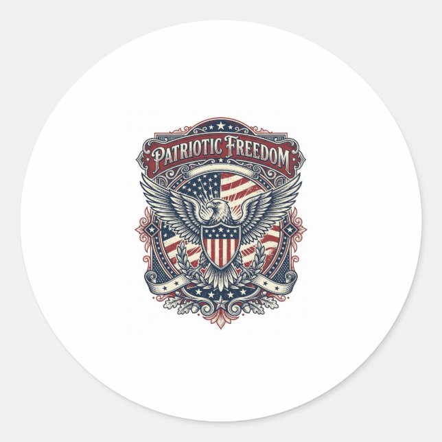 Patriotic Fathers Day Vector Graphic Tee Classic Round Sticker (Front)