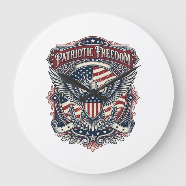 Patriotic Fathers Day Vector Graphic Tee Large Clock (Front)